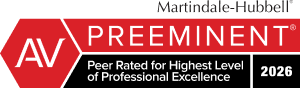 Martindale-Hubbell | AV Preeminent | Peer Rated for Highest Level of Professional Excellence | 2026